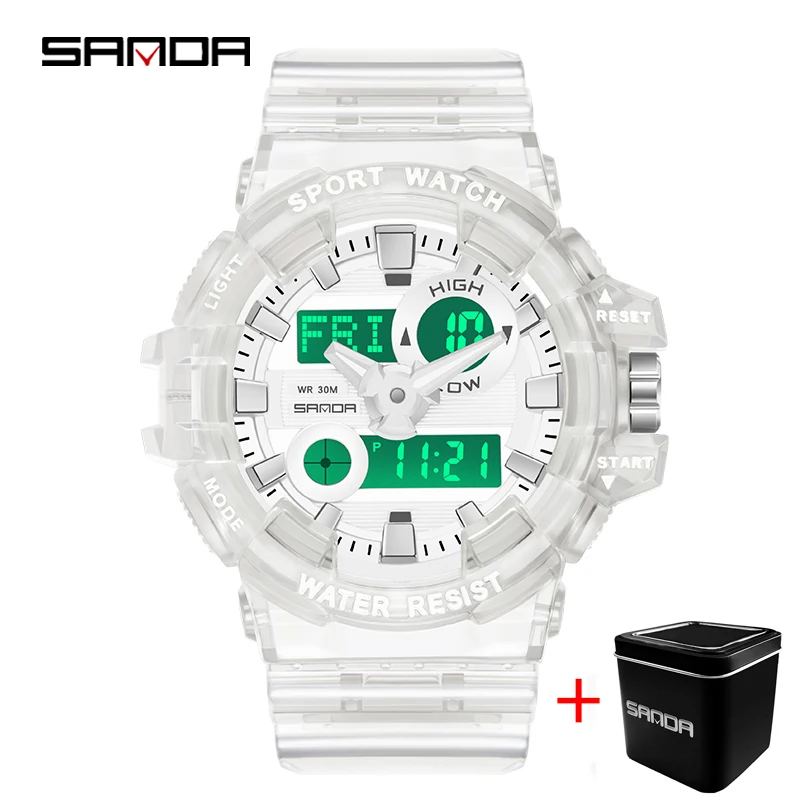 SANDA Sport Watch Men Watches Waterproof 30M Dual Time Men's Military Watches Shock Resistant Alarm Clock Montre Homme 3100