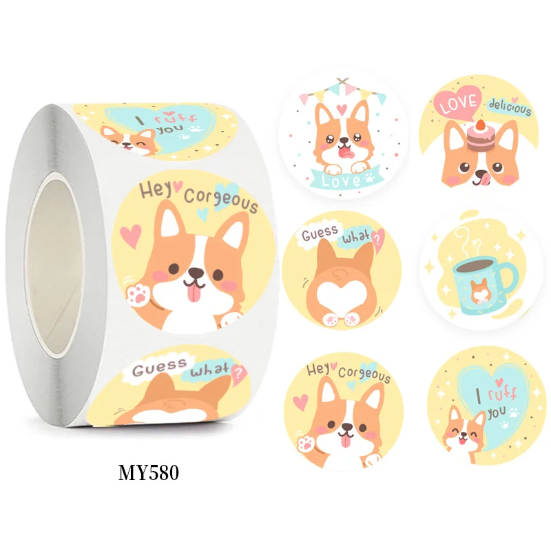 

500pcs Cute Corgi Animals Stickers for Children Kindergarten School Encouragement Students Games Toy Reward Stickers Stationery