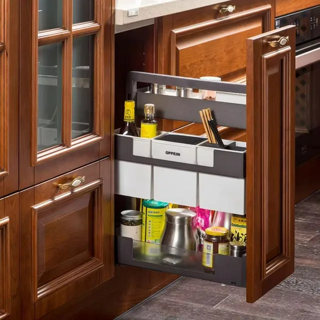 เฟอร์นิเจอร์ครัว OPPEIN โมเดิร์นแบบเคลื่อนย้ายได้สำหรับพื้นที่ขนาดเล็ก ทำจากไม้ ราคาประหยัด สำหรับตู้ครัวสมัยใหม่พร้อมเตาอบ 4