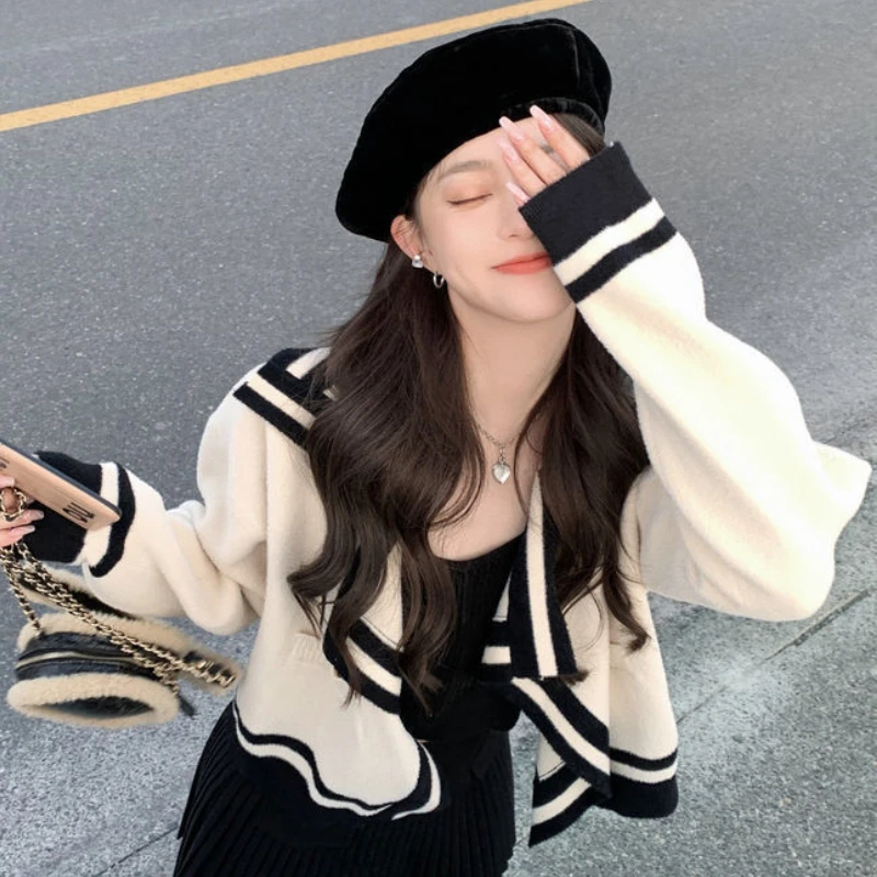 여성용 패널 가디건, 부드럽고 따뜻한 겉옷, 얼짱, 부드러운 패션, 소녀 올 매치, 하이 스트리트, 미학적 기본, 가을