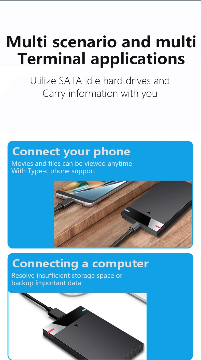 Serial Mecânica, Ferramenta SATA, USB3.0 grátis, de alta velocidade, 2.5 Polegada