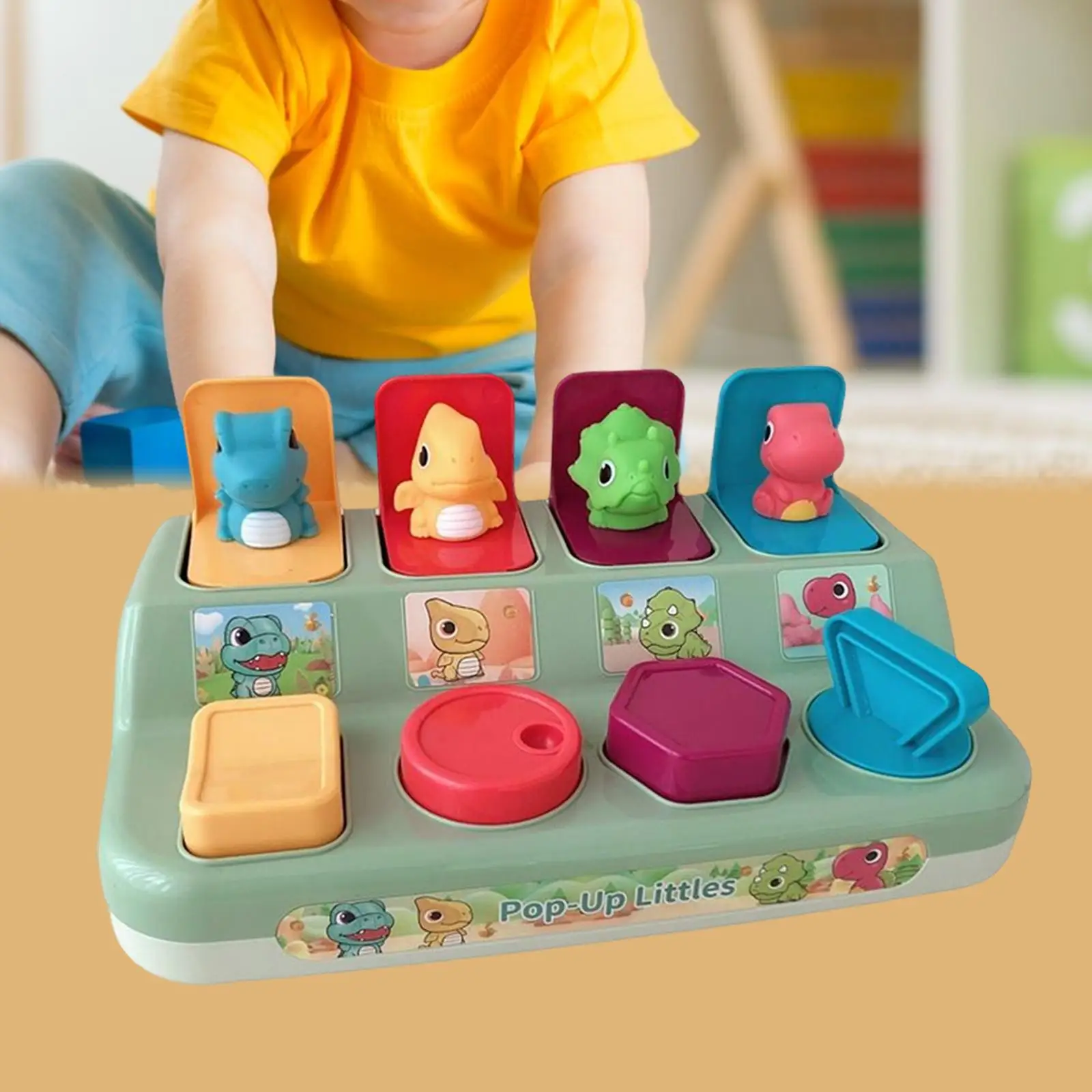 

Cute Interactive pops up Animals Toy Dinosaur Learning Baby Toy Interactive Activity pops up Toy for Kids Infant Babies Gift