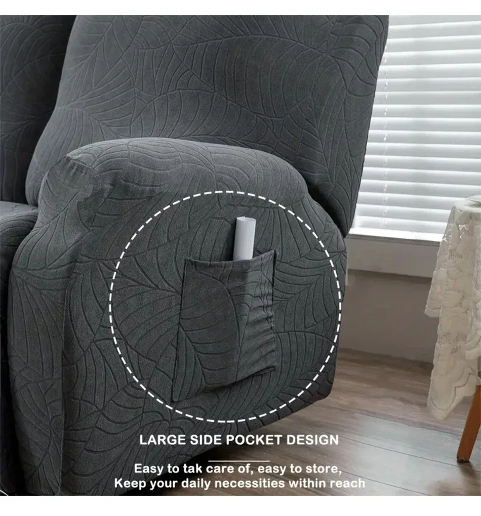 Leaves Jacquard Recliner Chair Cover  Chair Covers Elastic Spandex Single Sofa Covers Armchair Slipcover Couch Protector 4