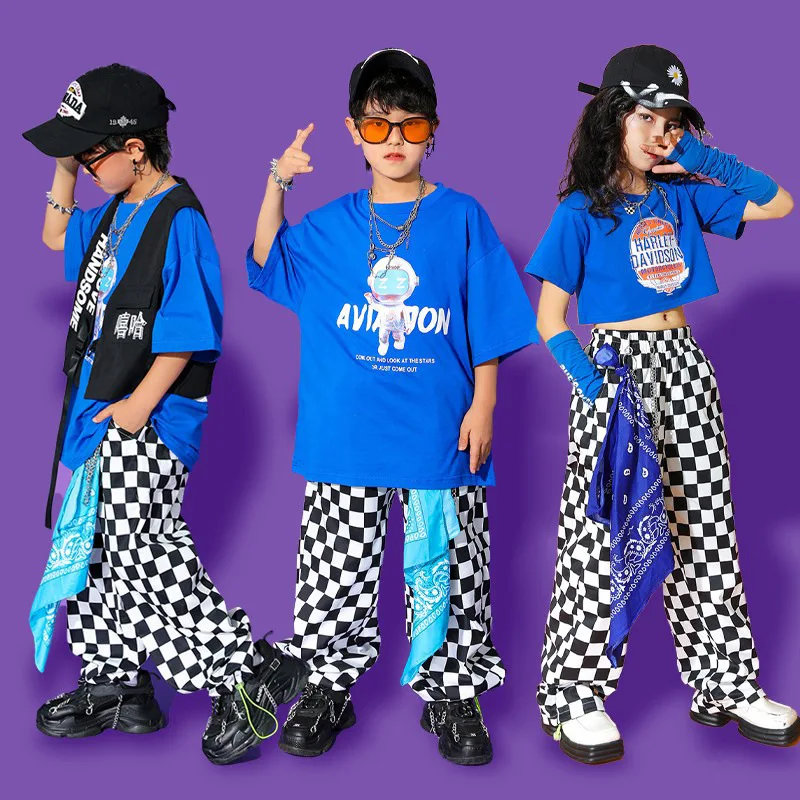 

2022 Loose Kpop Clothing For Girls Ballroom Hip Hop Dance Costumes Boys Jazz Streetwear Festival Carnival Stage Costume