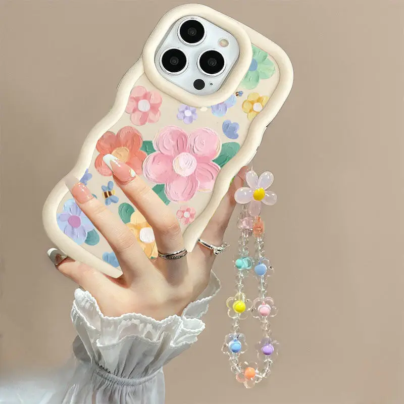 Flower Chain Silicone Phone Case - Soft Candy Color Cover