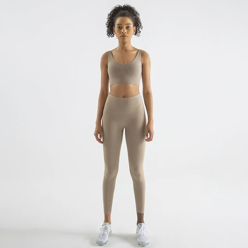 SOISOU Gym Clothes For Women Yoga Set Fitness Suit Women's Tracksuit Leggings Top Bra Sport Elastic Breathable Golf Sportswear