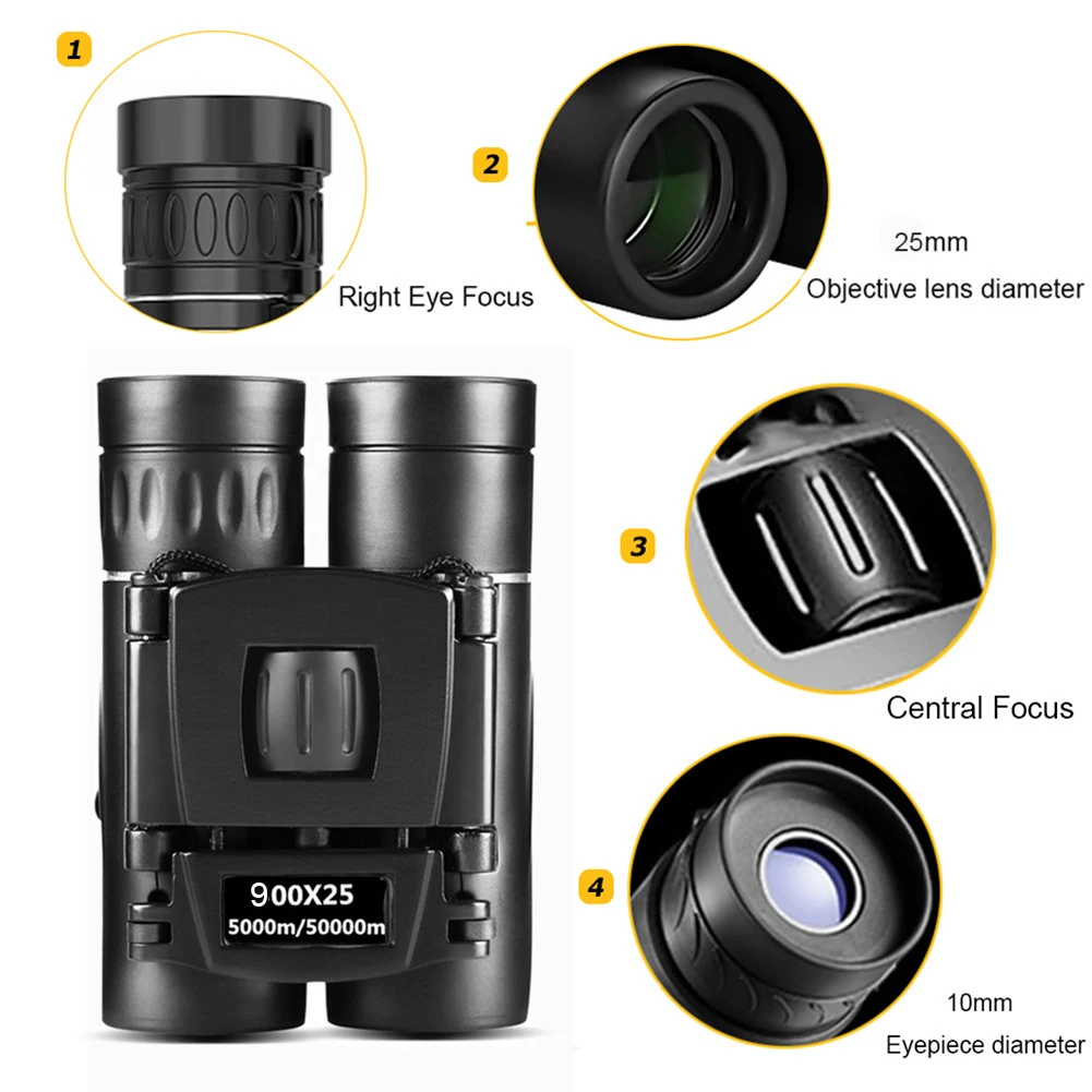 900X25 Professional Bak4 HD Powerful Binoculars Long Range Portable Zoom Telescope Waterproof Outdoor Camping Hiking Tools 4