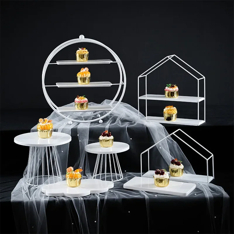 Wedding Dessert Table Decoration European Style Cake Frame Wedding Props Cake Plate Iron Dim Sum Frame Exhibition Stand