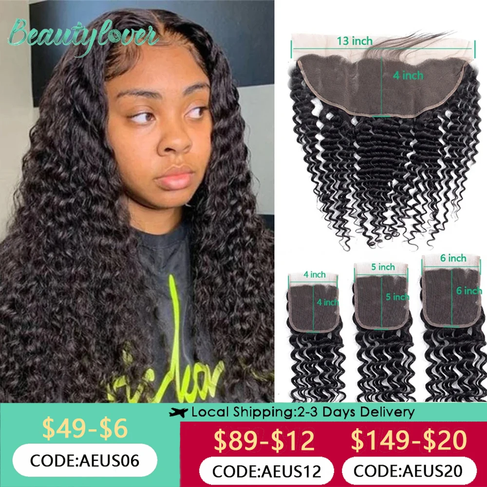 Deep Wave Lace Closure 5x5/6x6 13x6 13x4 Swiss Transparent Lace Frontal 8-26 Inch Brazilian Human Hair human hair closure,human hair lace product,human hair frontal