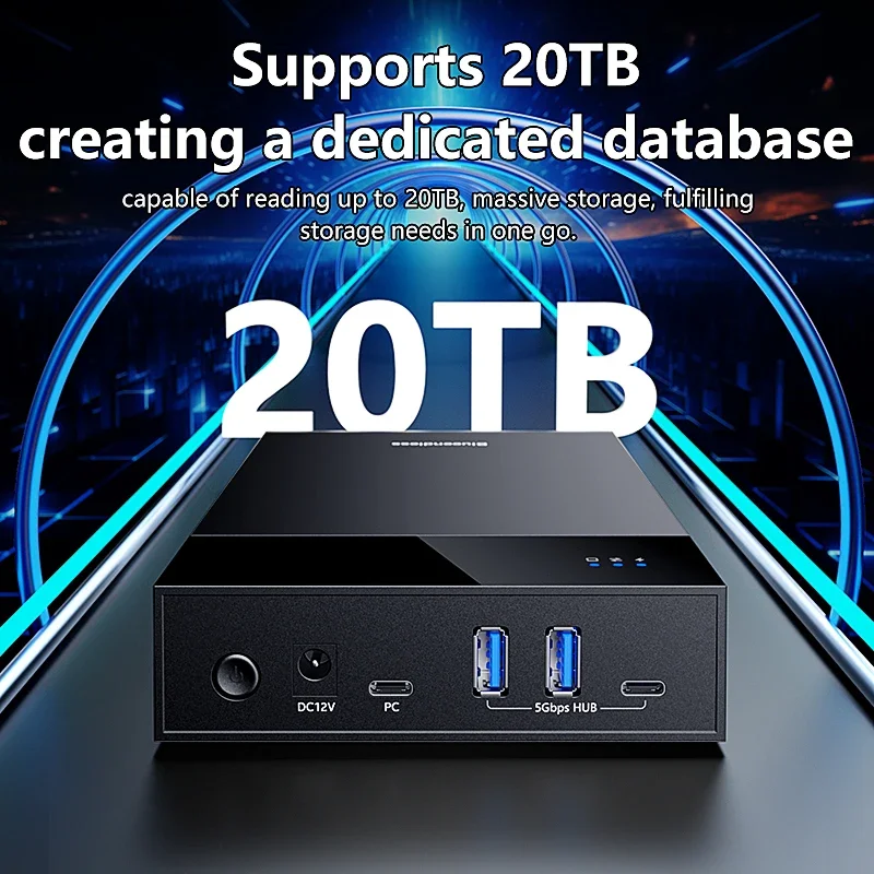 2.5/3.5 SATA HDD 외장 케이스 USB3.0 허브 외장 하드 드라이브 리더 20TB 지원 TYPE C TO SATA 어댑터 HDD 케이스 12V 전원 포함