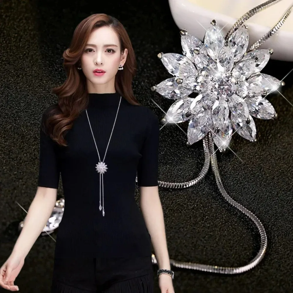Fashion Elegant Simulated Pearl Choker Necklaces For Women Silver Color Chain Long Necklace Pendant Jewelry Accessories Trendy fashion necklace