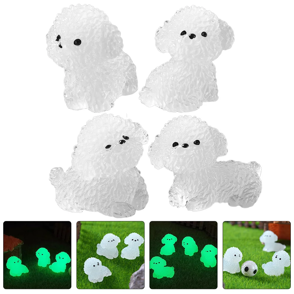 

Glow In Dark Mini Dog Figurines Miniature Resin Animal Figurine Micro Landscape Bonsai Decor Resin Miniature Dog Figurines