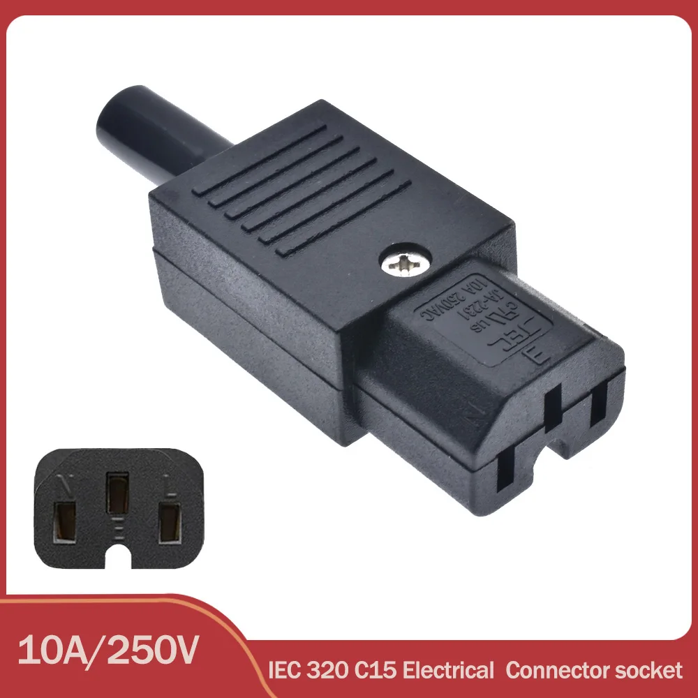 lekkage Verder Verstrikking Iec 320 C15 Power Socket Adapter Connector Ac Power Plug Ac110-250v 10a 3  Pins Terminals Inline Adapter Plug Black - Electrical Socket Accessories -  AliExpress