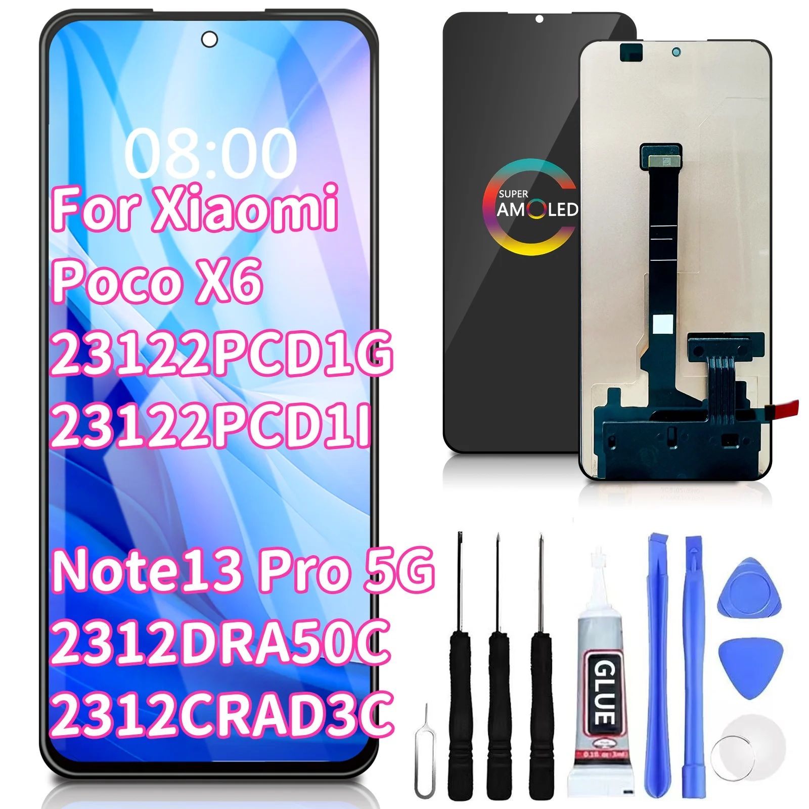 

Оригинальный дисплей 6,67 дюйма AMOLED для Xiaomi Redmi Note13 Pro Note 13 Pro 5G, ЖК-дисплей, сенсорный экран, дигитайзер в сборе, запасные части