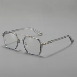 Vintage - Inspired Geometric Transparent Lens Double - Bridge Fashion Eyeglasses (GRAY)