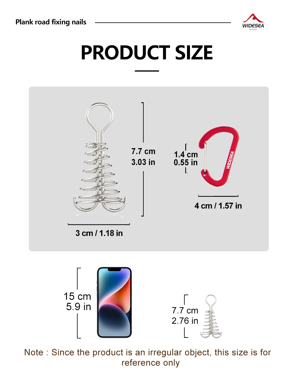 Description Picture 4 of itemWidesea 4PCS Fishbone Nails Floor Boarding Ground Spike Pegs Deck Fixed Spiral Spring Hooks Wind Rope Buckle Tent Accessories