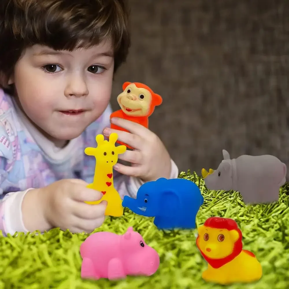 10pcs Preschool Bath Toys Rubber Sea Animals Toy Squeaky Bathtub Toys Baby Pool Floating Toy for Toddler Kids Party Decoration 3