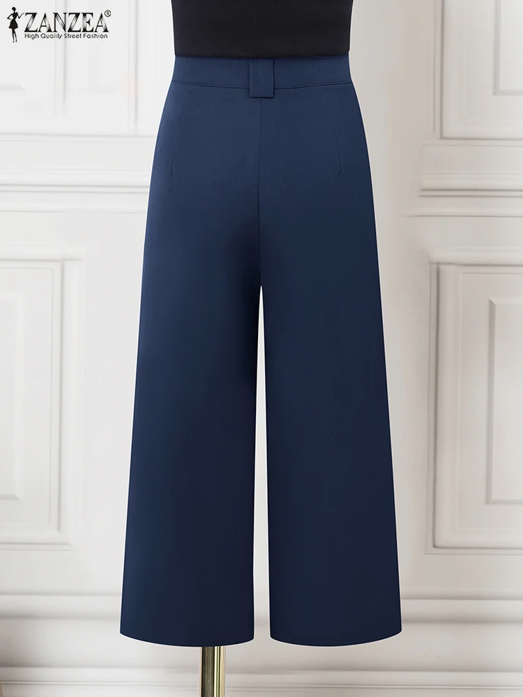 Polyester High Waist Wide Leg Pants for Women Summer Casual