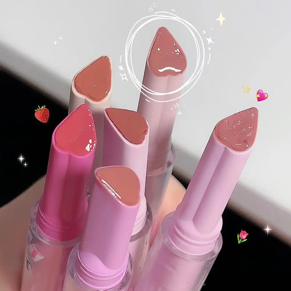 

Water light Mirror Lip Glaze Glitter Lip Tint Long Lasting Moisturising Love Heart Shape Solid Lipstick Pen Lips Makeup Cosmetic