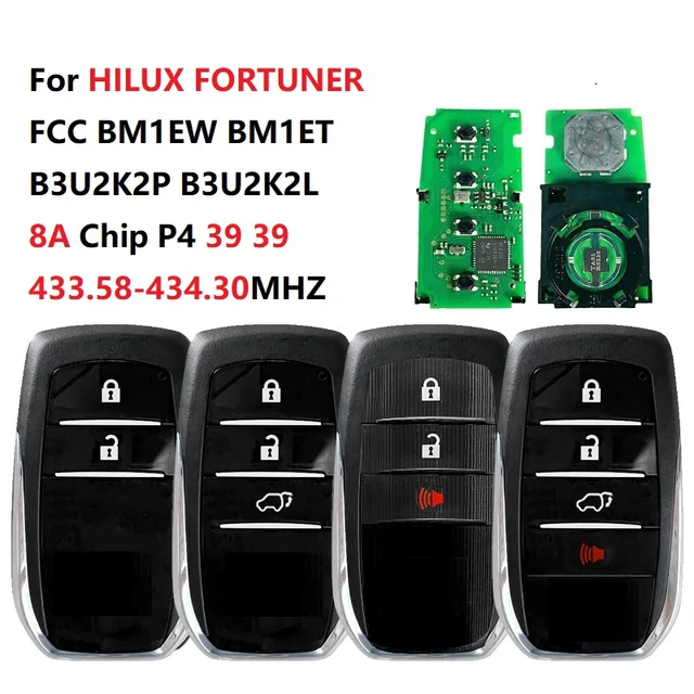 Toyota Hilux Fortuner Smart Key 433.58-434.30MHz BM1EWB3U2K2P B3U2K2L 0010 0182 1