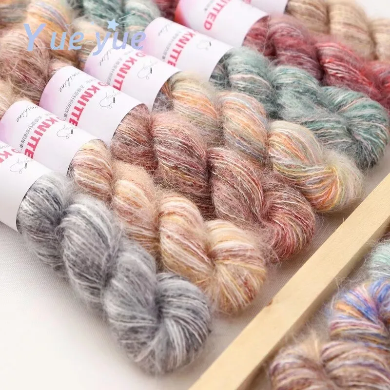 25g/Roll Gradient Mohair Yarn with Silk Section-Dyed Hand Knitting DIY Scarf Sweater Hat Shawl Wool Thread Yarn for Crafting 3