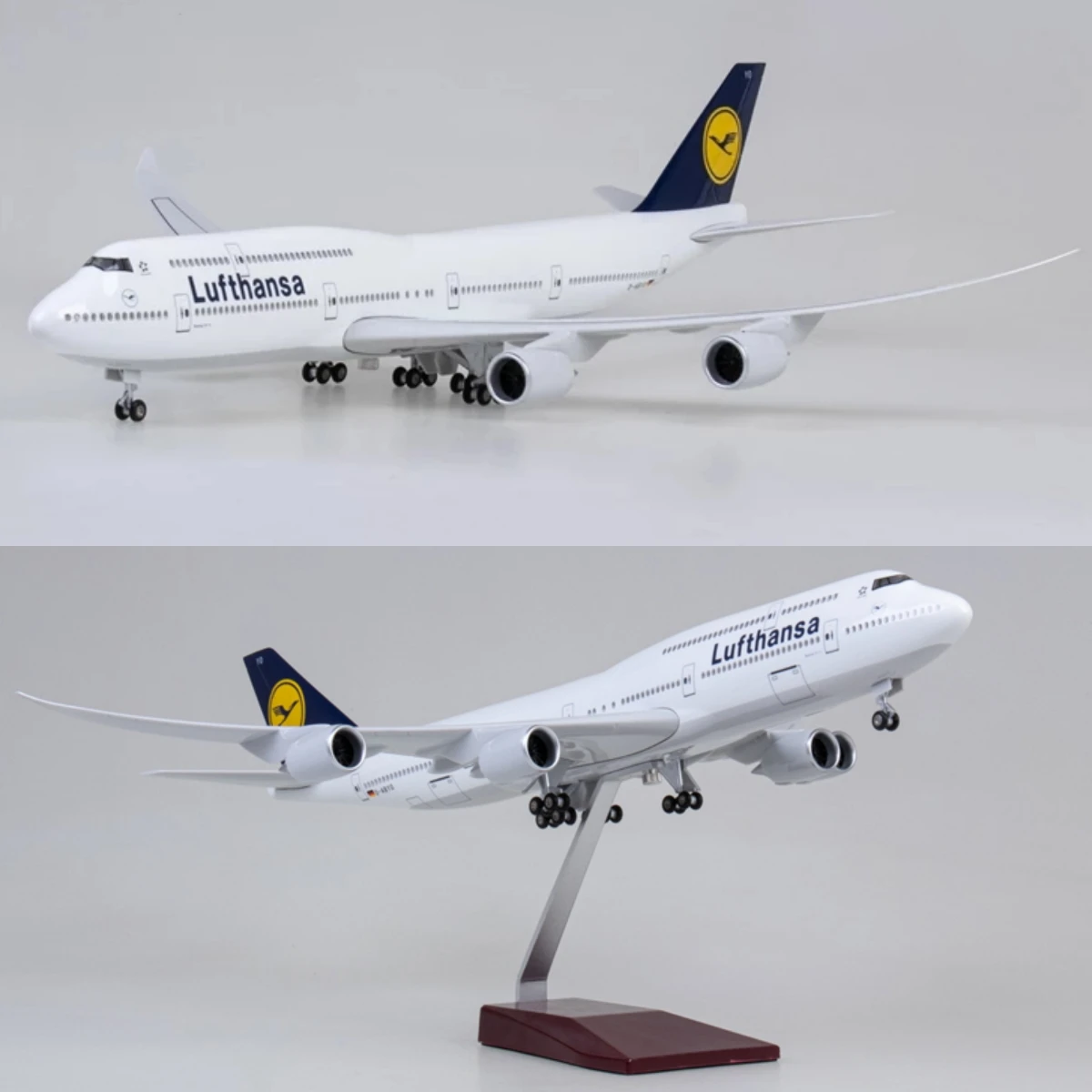 

1:150 Scale 47cm 747 Airplane Model Lufthansa Boeing B747 Aircraft Model with Lights and Landing Gear Die-cast Resin Aircraft