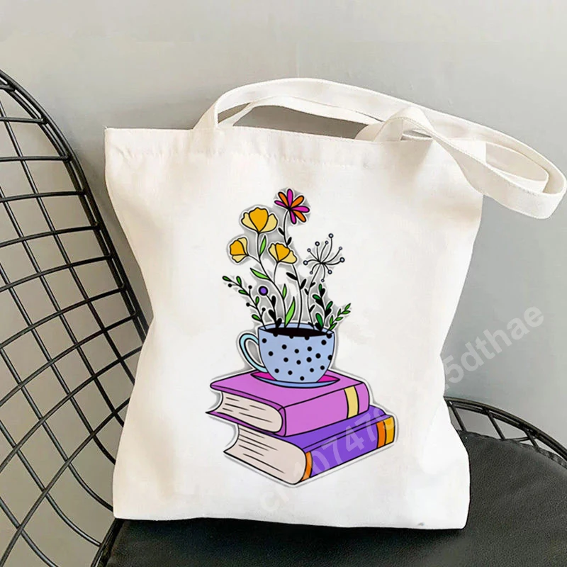 Women Flowery Books Printed Shoulder Bag Kawaii Harajuku
