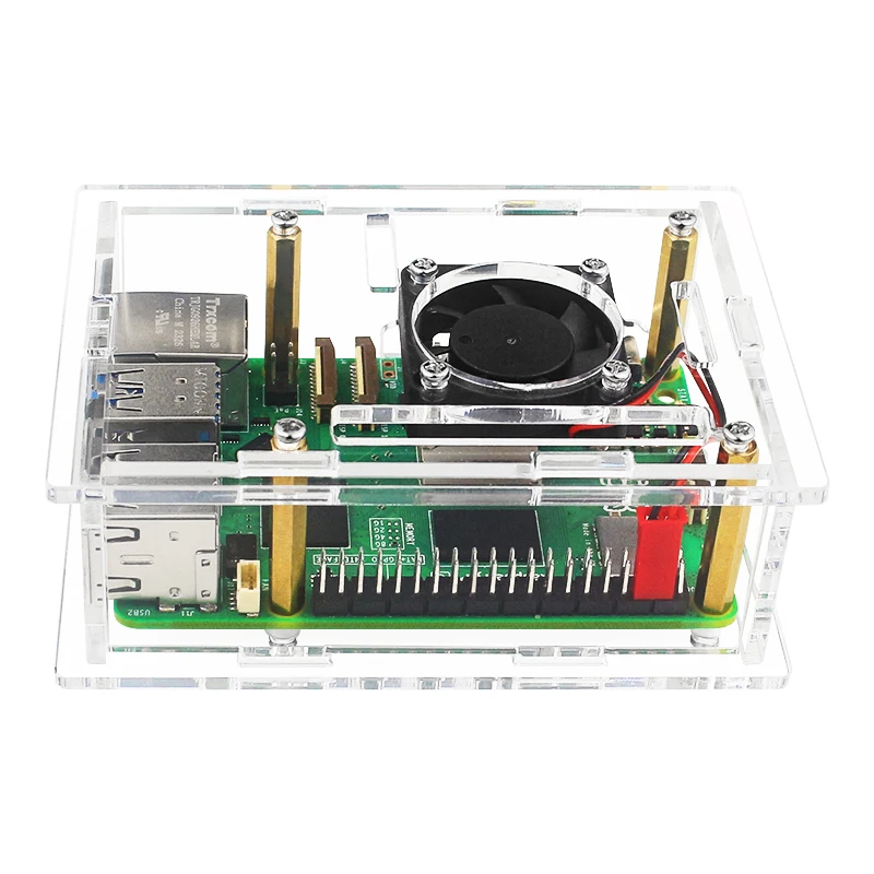 Raspberry Pi Case Raspberry Pi Cooler New Raspberry Pi 5 Acrylic Case Transparent Shell Optional Cooling Fan Copper Aluminum Heatsink for Pi 5
