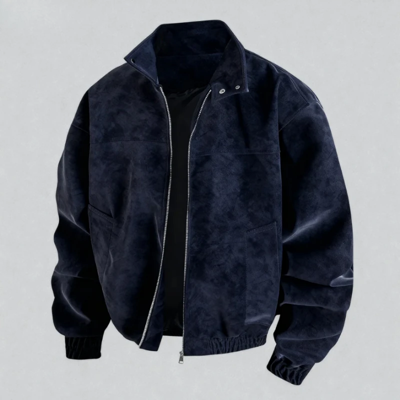 2025 Autumn and Winter Men's Stand Up Collar Jacket Loose Comfortable Versatile Handsome Men