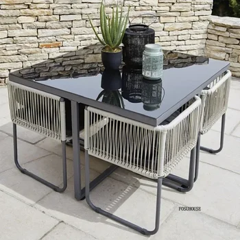 Outdoor Rattan Table and Chair Set 1