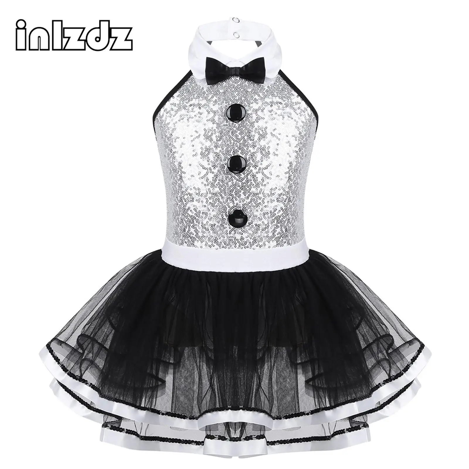 

Kids Girls Shiny Sequin Halter Ballet Dance Tutu Dress Gymnastics Leotards Modern Lyrical Latin Jazz Dancing Performance Costume