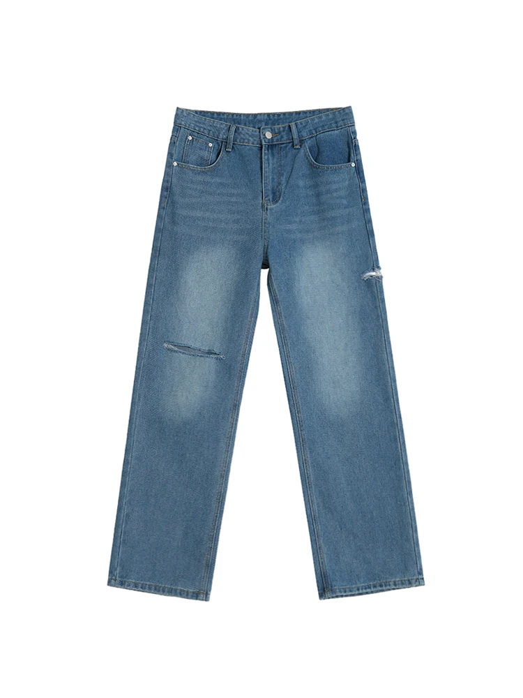 Handsome Jeans Men's 2024 Summer Denim Trousers Loose Comfortable Long Denim Pants Korean Fashion Trendy Design Straight Jeans
