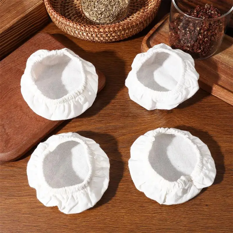 5 Pcs Cloth Covers Sourdough Starter Fabric Lid Stretchy Fermenting Sourdough Starter Cloth Jar Covers