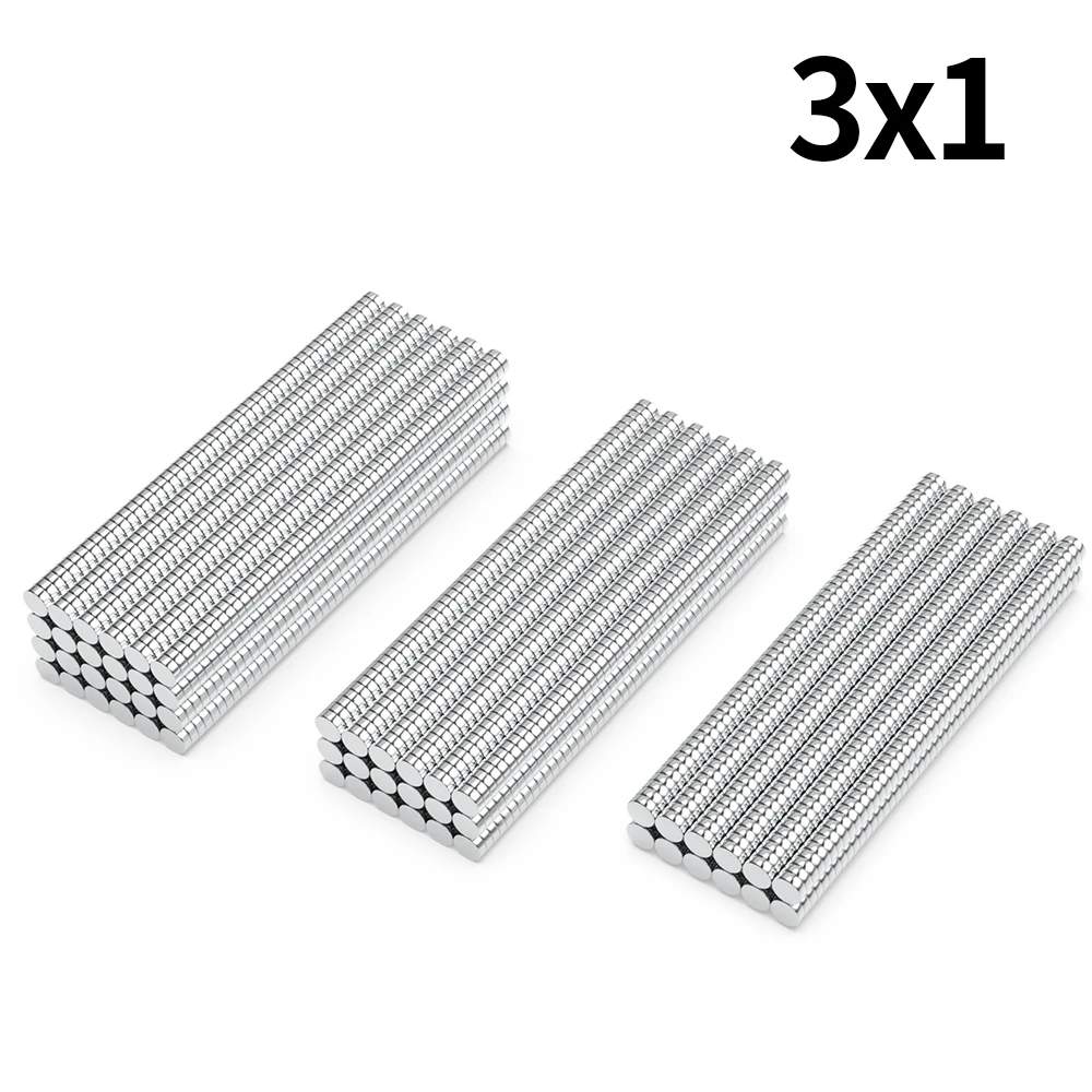 3x1mm N35 Super Starker Neodym-Magnet Runder NdfeB Leistungsstarker Permanentmagnet imanes Kühlschrankmagnete 3*1 – Detail 1
