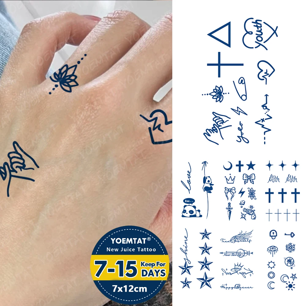 

Small Symbol Juice Ink Lasting Waterproof Temporary Tattoo Sticker Triangle Heart Flower Lightning Fake Tatto Body Art Women Arm
