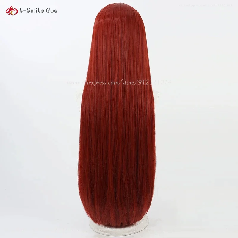 NIKKE Rapi Cosplay Perücke 100cm Weinrot Hitzebeständig Synthetik Haar 6