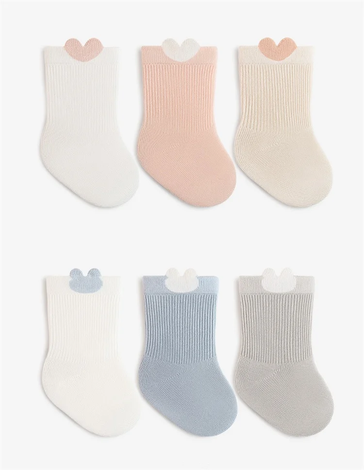 Description Picture 5 of item3Pairs/set Cotton Newborn Baby Socks For Girls Boys Soft Solid Infant Toddler Sock Fashion Cute Cartoon Children's Socks Spring