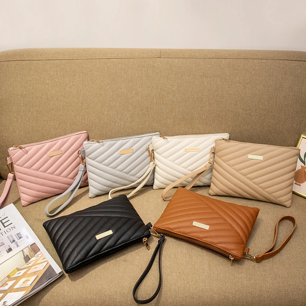 

Fashion Embroidery Women Envelope Bags Large Capacity Clutches Solid Color PU Leather Handbag Female Pouch Wrist Wallet