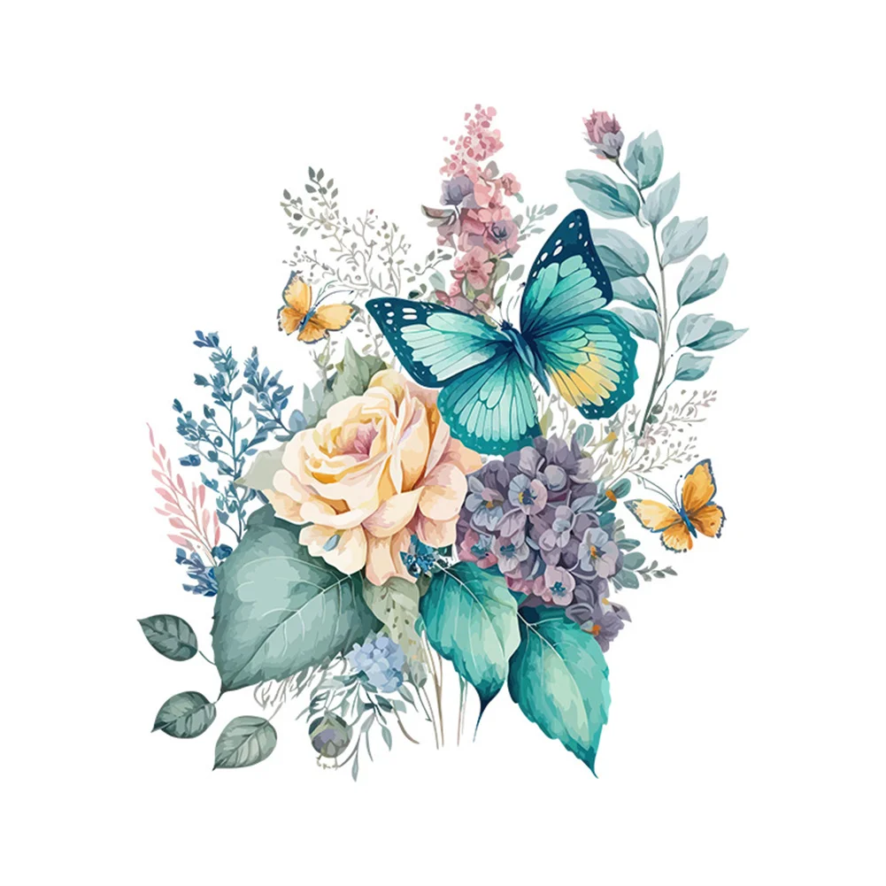 Bathroom Toilet Stickers Butterfly Flowers Pattern Wall Decals Self-adhesive Paintings Removable PVC Sticker Restroom Decors