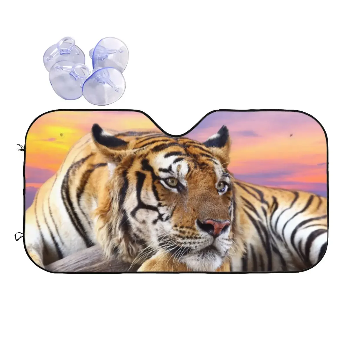 

Predator Tiger Sunset Sunshade Windscreen Animal Lovers Universal Cover Front Block Window Car Sunshade Blinds Sun Shade Protect