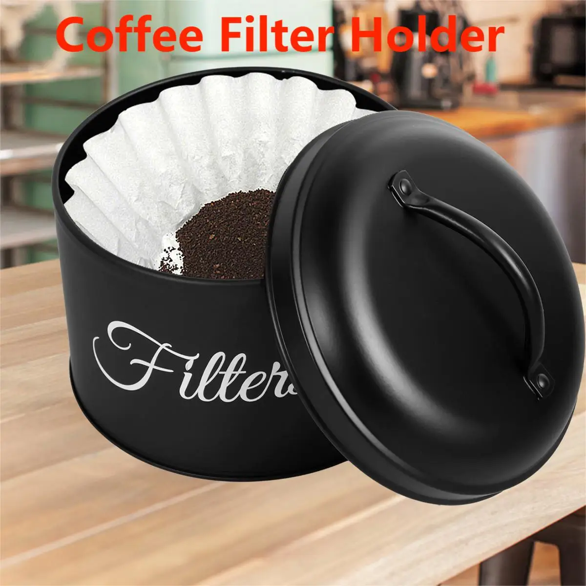 Wooden Coffee Filter Holder With Bamboo Lid - Rustic Storage Case For Pods & Filters - View #7