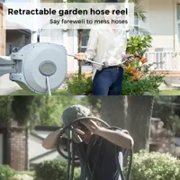 Giraffe Tools CW20 Retractable Garden Hose Reel 5/8" x 65 ft Heavy Duty Water Hose Reel, Swivel Bracket, Any Length Lock 2