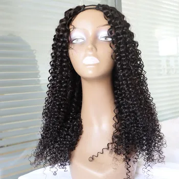 Natural Black U Part Wig - Vibrant Jerry Curly Style || Premium Mongolian Deep Curly V Part Wig - Transform Your Look with 100% Human Hair