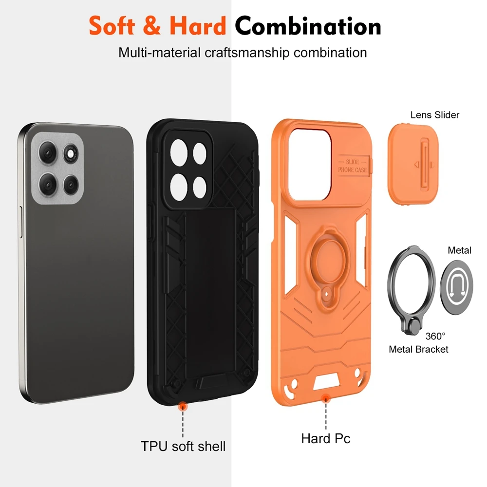 Enhanced Armor  Case with Magnetic Holder and Lens Protector Cover