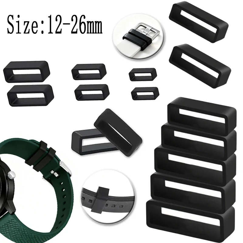 Durable Black Silicone Watch Strap Loops - Premium Rubber Bands Accessory Holder (Various Sizes)
