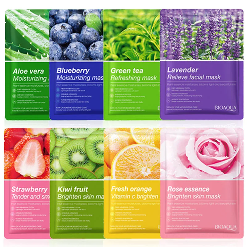 8pcs BIOAQUA Fruits Moisturizing Face Mask skincare Firming Brightening Facial Masks Face Sheet Mask Skin Care Products