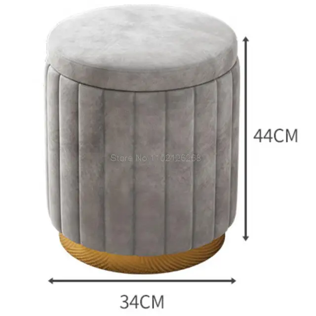 Soft Velvet Round Dressing Ottoman Storage Bench Makeup Vanity Chair Shoe Stool Footrest Footstool Muebles