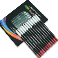 12Pcs/Set Waterproof Pencil Lipstick Set Pen Matte Lip Liner Long Lasting Makeup Pens Easy to Wear Non-stick Cup Cosmetics Kits 2