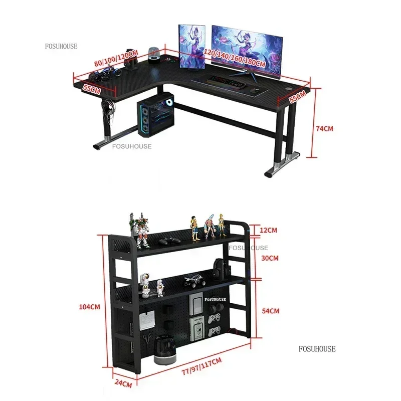 Luxury Wooden Computer Desks European Office Furniture Home L-shaped Office Study Desk Storage Rack Designer Corner Gaming Table