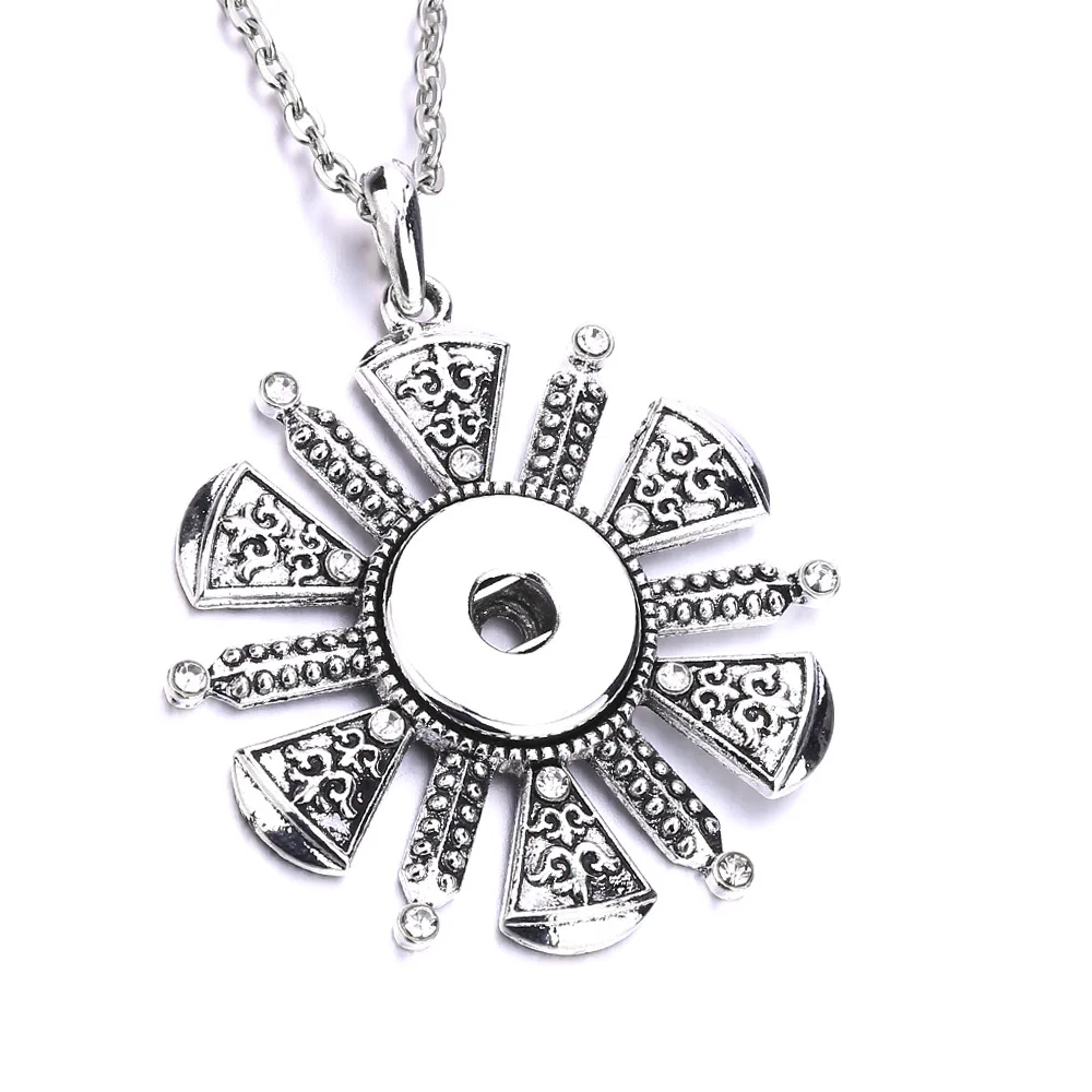 10pcs New Snap Button Necklace 18mm Metal Snap Buttons Jewelry Rhinestone Flower Starfish Snap Pendant Necklace